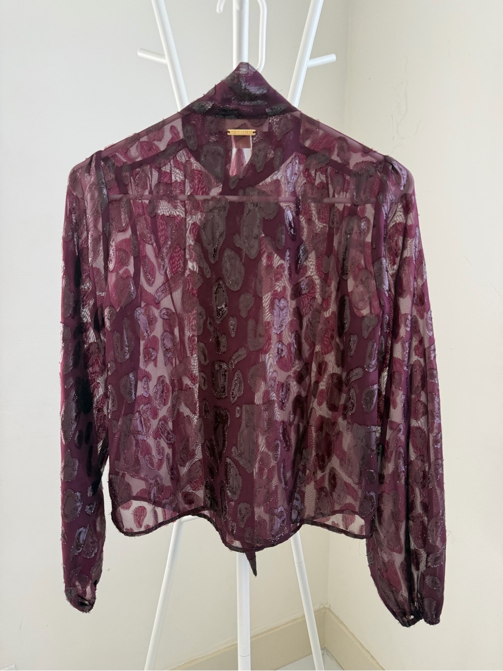 MICHAEL Michael Kors Burgundy Sheer Bow-Tie Blouse - Picture 4 of 4